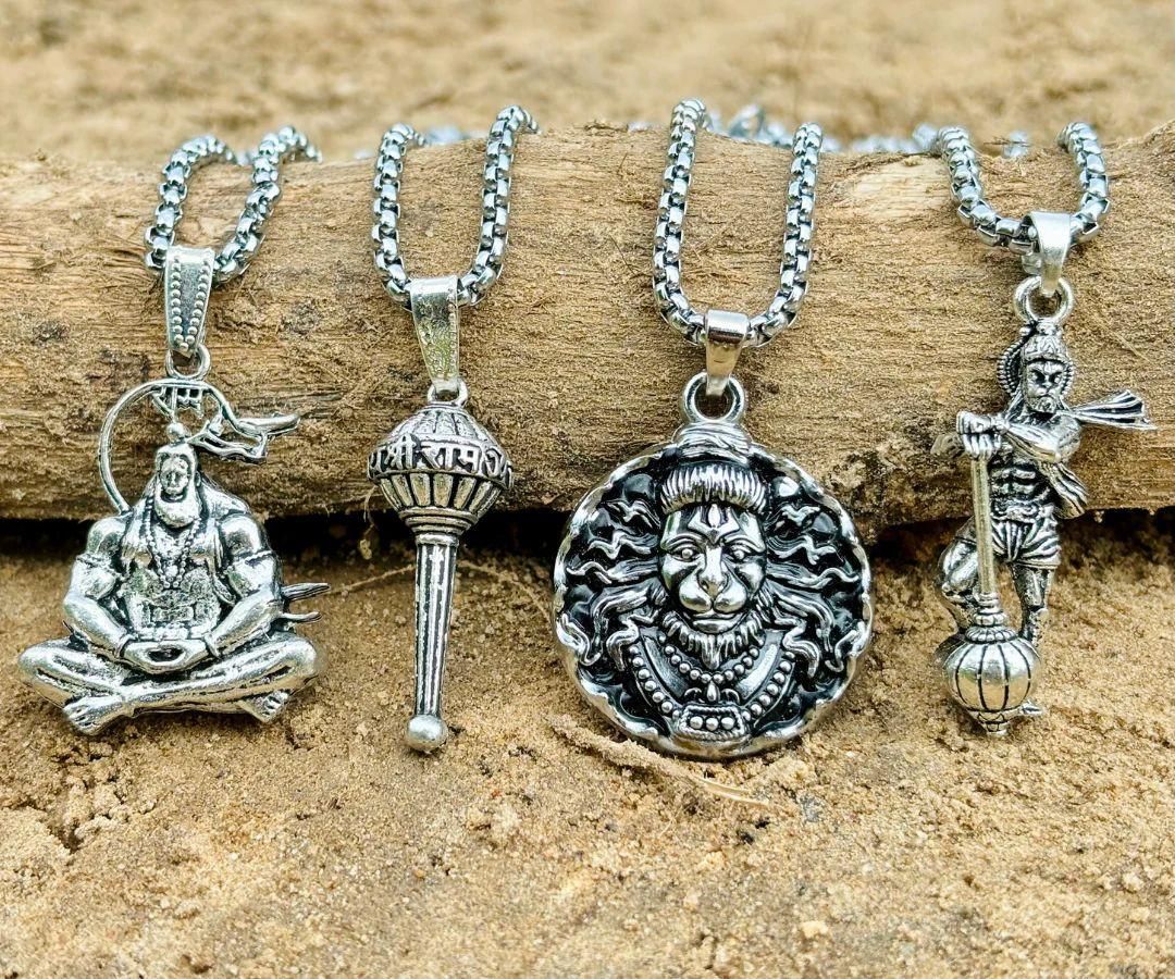Lord Hanuman Chain With Pendant Set (Pack of 4)