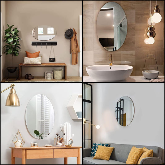 Wall Mirror Sticker (Oval + Rectangular) (BUY 1 GET 1 FREE)