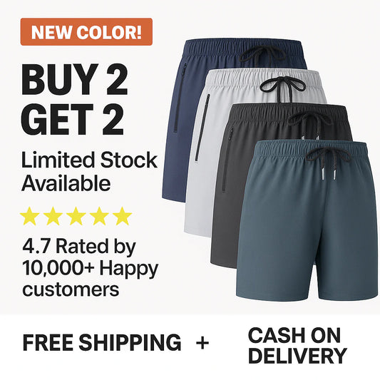 Men's Stretchable Cotton Shorts (Buy 2 Get 2 Free)