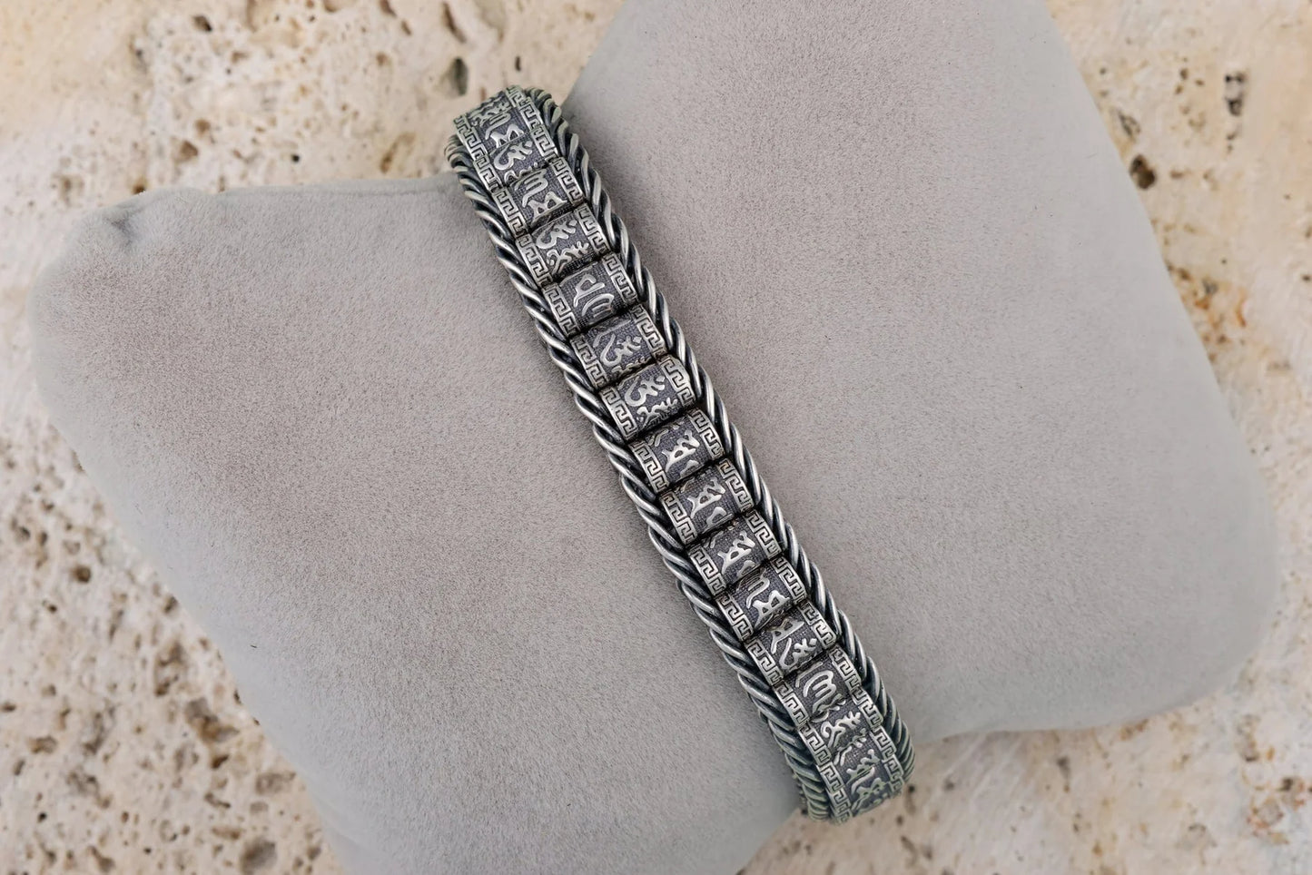 Buddhist Prayer Silver Wheel Bracelet